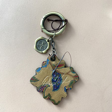 New Patricia Nash Leather / Metal Gold Keychain Handbag Charm