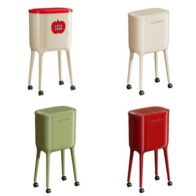 Press Trash Can Abfalleimer mit Rollen Und Deckel Doppelbehälter