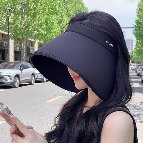 Extra Wide Brim Sun Visor Hats UV Protection Ponytail Hats Empty Top Beach Cap - Picture 13 of 19