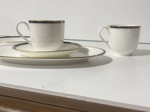 Vintage Mikasa Academy Bone China 5 Pc Set-Ivory Black Gold Dishes-Japan - Picture 11 of 19