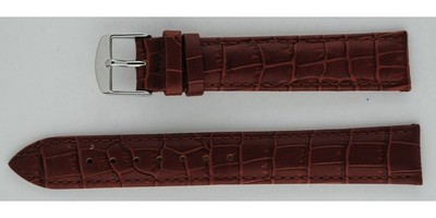 Bracelet Montre En Cuir Marron Grain Alligator 14mm XL - Neuf Avec étiquettes, Cuir Véritable Premier Choix