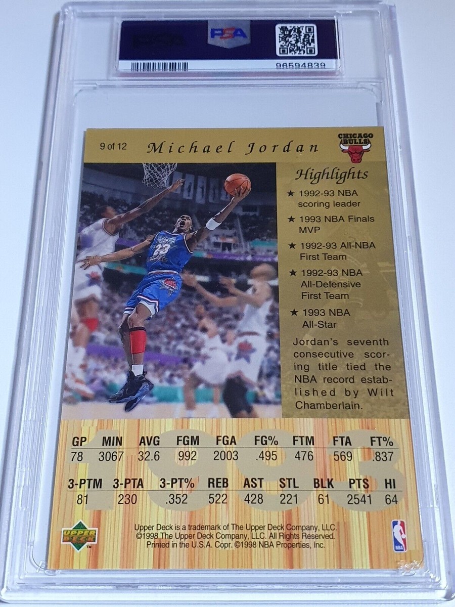 1998 Upper Deck Michael Jordan Gatorade #9 Jumbo GOLD Foil - PSA 9