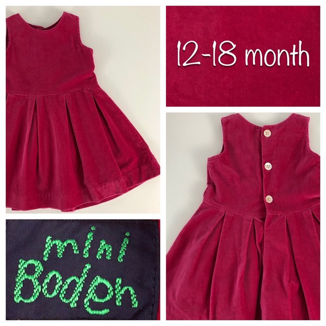 Mini Boden SIZE 12 18 Months Pink Velvet Velveteen Valentines Jumper