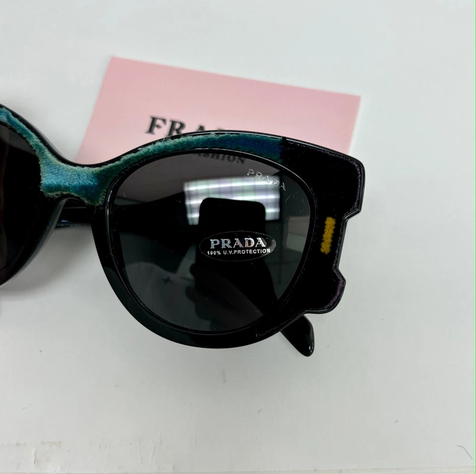 PRADA TAPESTRY Square Velvet PR10US Blue Color Block Black Nylon Sunglasses 10U - Image 4 of 4