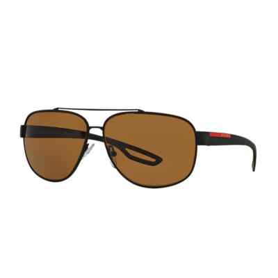 Prada Linea PS58QS DG05Y1 Mate Black Brown Polarized Lens Mens