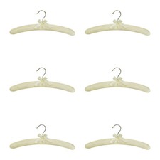 6 PCS 15" Ivory Satin Padded Hangers Dress Lingerie Bridal Cloth Hanging