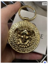 Versace Large Gold Keychain Medusa Head Keychain with Key Ring