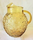 Vintage Glass Ball Pitcher 1970s Anchor Hocking Lido Milano Amber Gold Ice Lip