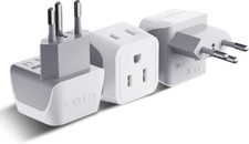 Ceptics Switzerland Travel Adapter Plug with Dual USA 1 1 Pack, white gray