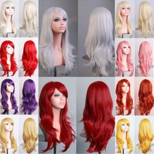Deluxe Long Hair Anime Wig Natural Women Girls Fashion Cosplay Curly Full Wig ag