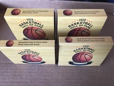 2020 Basketball Hall of Fame 2 Silver Dollar + 2 Clad Half Dollar 4 CURVED Coins