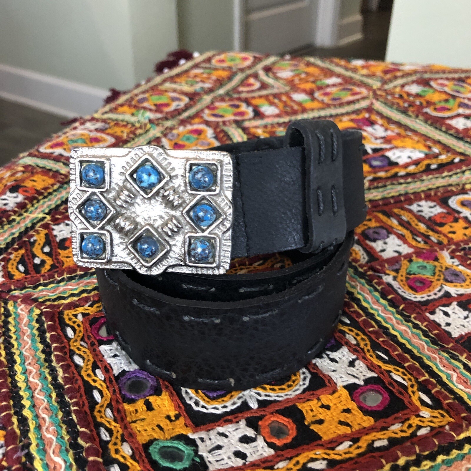 Western Style Rectangular ￼Silver Buckle Buckle w… - image 1