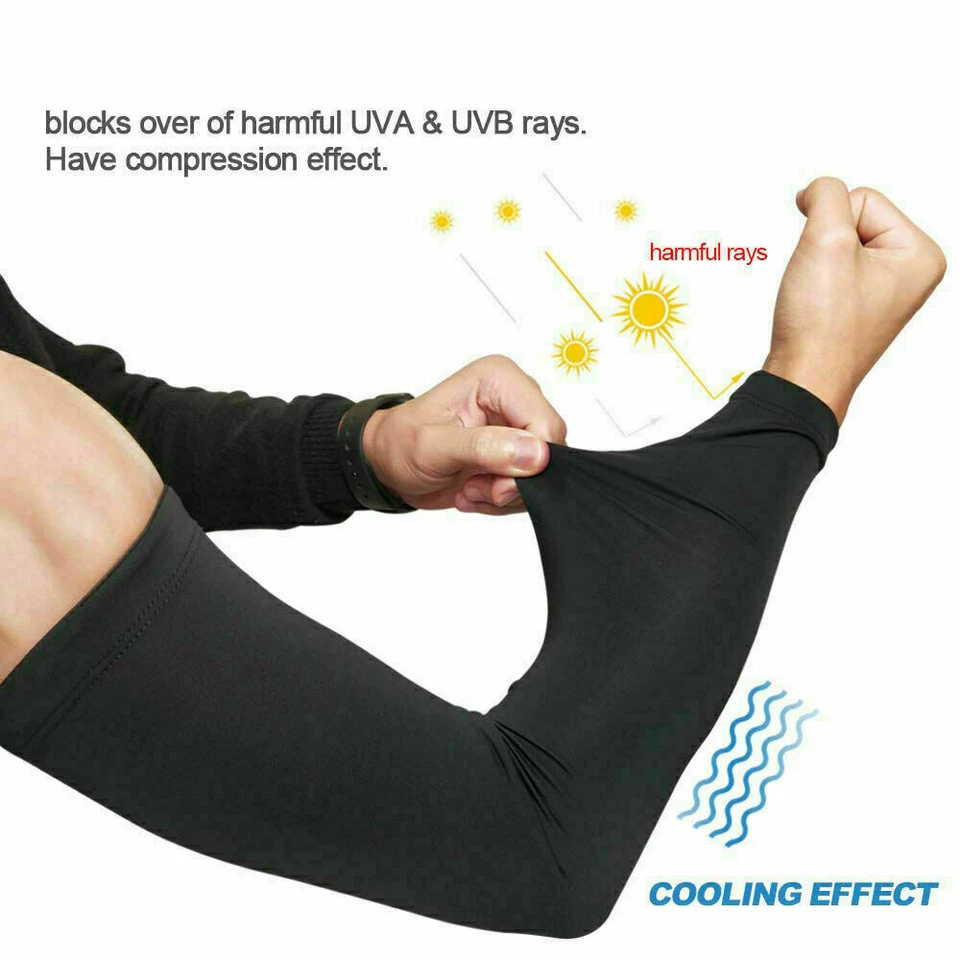 Cooling Arm Sleeves Compression Cover UV Sun Protection Sports For Men Women US - Image 2 of 4
