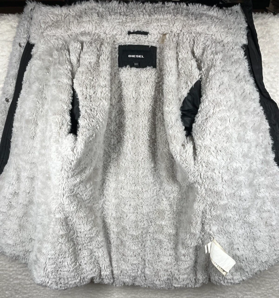 Diesel Puffer Chaqueta Abrigo con Capucha Niños Talla 10/12 Negro Forro de Piel Sintética Foto 3 de 4