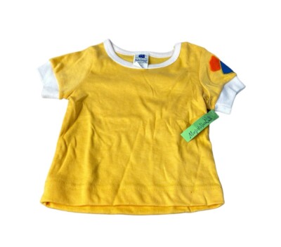Vintage NOS Ruth Scharf Top Baby Girl Yellow T Shirt Size 24m Made In USA NEW