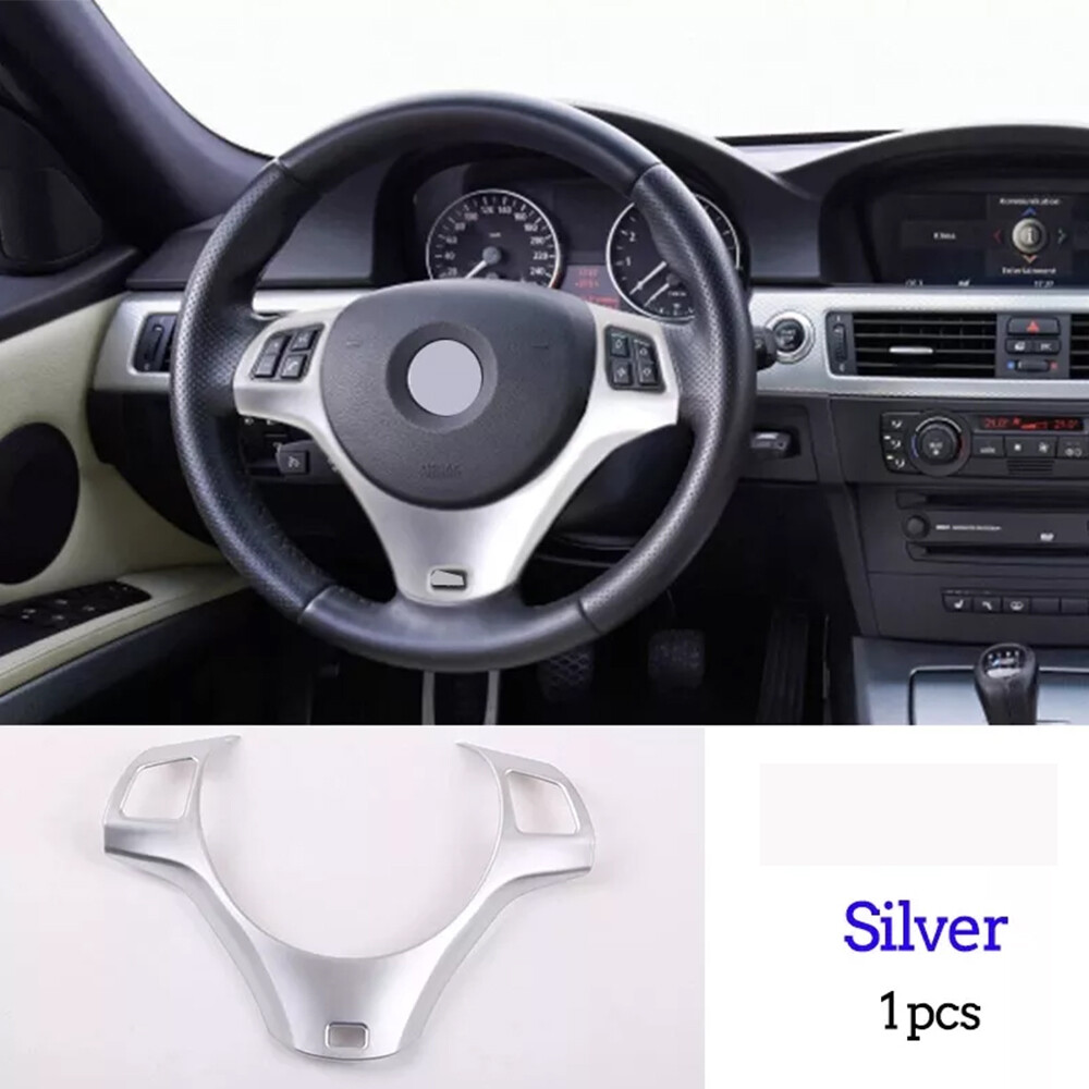Car Accessories Steering Wheel Cover Trim ABS Silver For BMW 1 Series 2007-2011