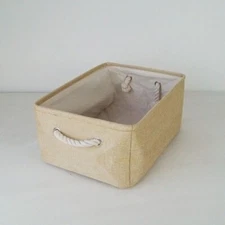 Rectangular basket books magazines bin Organizer Hemp storage rope handle
