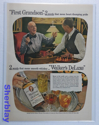 Vtg Original Ad Art 1944 Whiskey Alcohol Walkers Deluxe Hiram Walker Bourbon