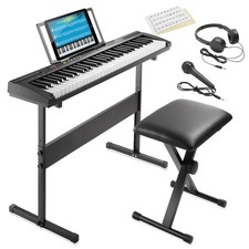 61-Key Keyboard Piano with Stand, Stool, Headphones, Microphone