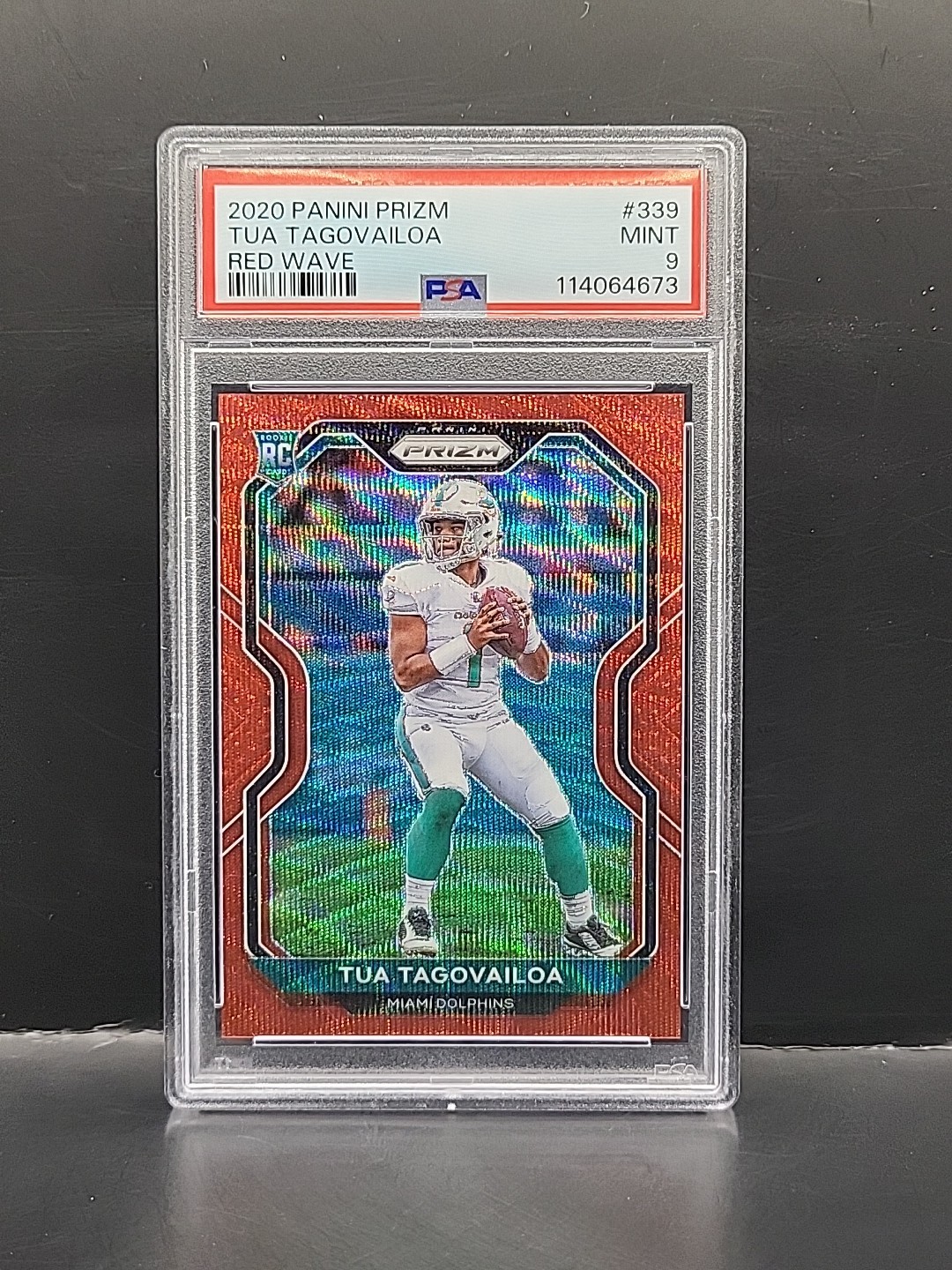 Tua Tagovailoa Rookie /149 Red Wave SSP 2020 Panini Prizm #339 RC MINT PSA 9