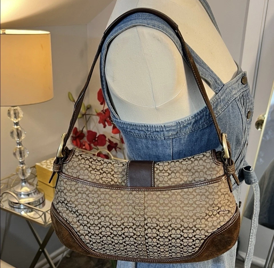 Bolso de Hombro Coach Y2K SoHo Signature C Tostado y Marrón Lona, Cuero y Gamuza Foto 3 de 4