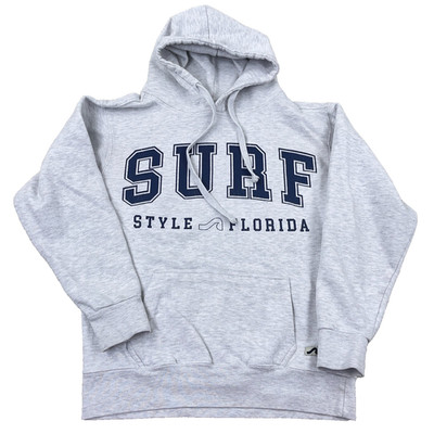 Vintage Surf Style Hoodie Men Small Gray Sweatshirt 90s Y2K Spellout Florida  *