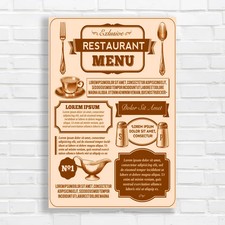 Vintage Restaurant Menu Orange Canvas Print Large Picture Wall Art