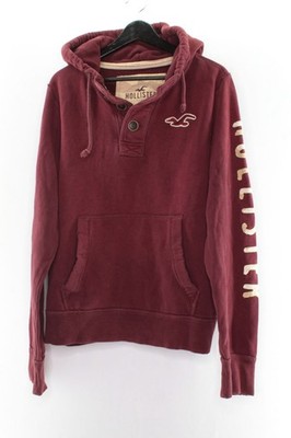 Hollister California Herren Pullover Gr. XL Bordeaux Kapuze Baumwolle #AJ-49