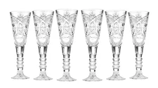 SET of 6 Russian CUT Crystal Shot/sherry Glasses on a Long Stem 50ml/1.7oz