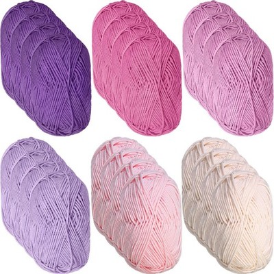 Threlaco 24 Skeins Soft Cotton Yarn Total 2880 Yards Assorted Colors Yarn for...