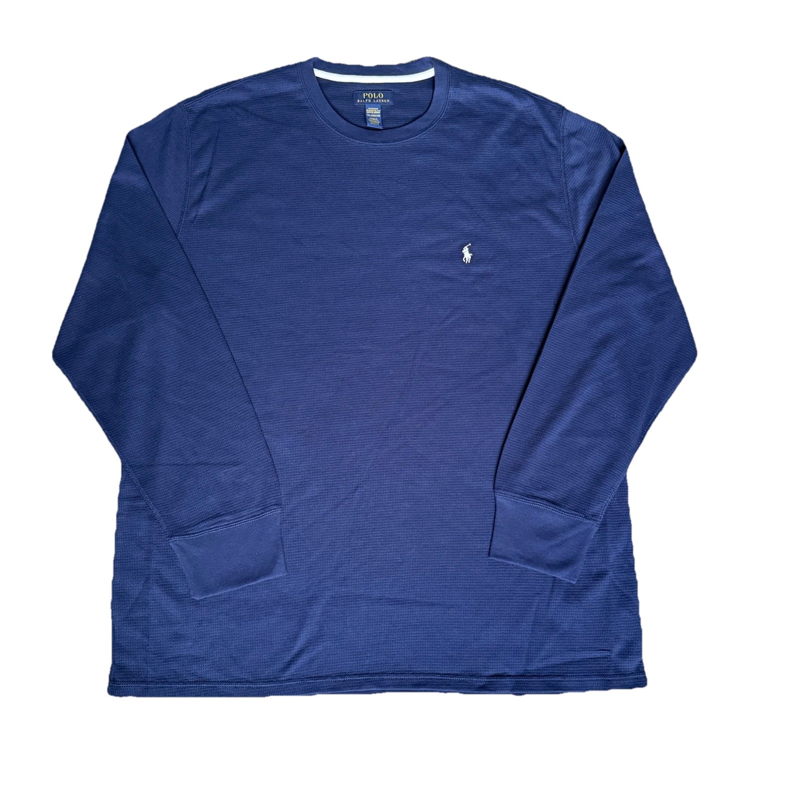 Polo Ralph Lauren Men’s Navy Blue Crewneck Waffle knit Long Sleeve Thermal 2XL