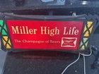 Vintage 1960s Miller High Life Beer Sign Champagne of Beers Lighted Tested