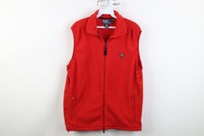 Vtg 90s Ralph Lauren Mens Medium Spell Out Ski Crest Zip Fleece Vest Jacket Red