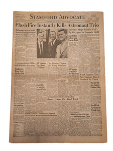 Apollo One  - Fire Kills 3 Astronauts - Original Newspaper - Jan.  28th, 1967