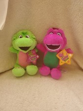 Barney's World 8" Plush Barney and Baby Bop Mattel Fisher Price 2 NEW
