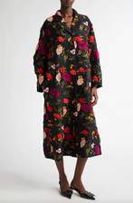 4050 Erdem Ikram Black Multi Metallic Floral Trench Coat Size Small 4050 Erdem Ikram Black Multi Metallic Floral Trench Coat Size Small