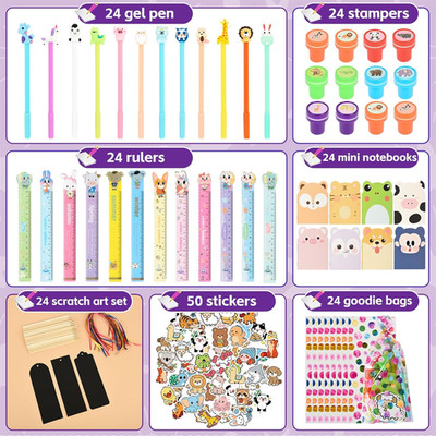 24 Pack Cute Stationery Classroom Rewards Pencils Rulers Erasers Sticky Notes