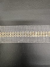 1 yard White mesh ribbon with rhinestones and pearls rhinestone