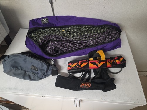 EDELRID EN892 Rope & OR Rope Bag Access Climbing Caving Rigging W/ PETZL HARNESS