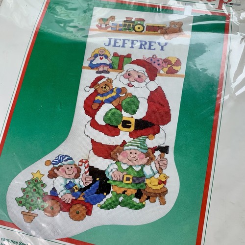 Vintage Santa’s Workshop Stocking Craft Dimensions Cross Stitch Christmas 1988 - Picture 2 of 5