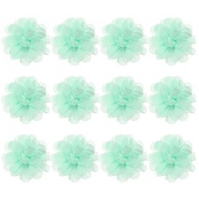 12-Pack Chiffon Flowers 2.76 x 2.76" Fabric Flowers for Craft Mint Green
