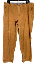 Izod Mens Straight Fit Flat Front Corduroy Pants Size 38 x 32 Tan