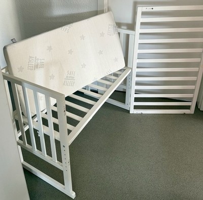 Roba Stuben- & Beistellbett 3in1 mit Barriere + Matratze Holz weiß TOP