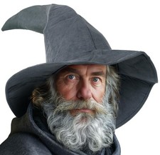 UQJE Gray Wizard Hat for Adults Halloween Witch Hat Sorcerer Costume Accessory