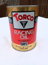 Vintage Torco Racing Oil With Liquid Moly MPZ, Quart Can, Full 