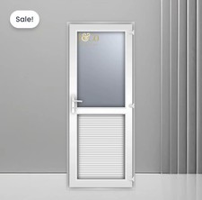 UPVC Single Door Half Glazed White Clear Glass Left Handle - In Stock