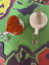 CNA MA Nurse Teacher RN Name Badge Holder Clip Retractable reel Heart    