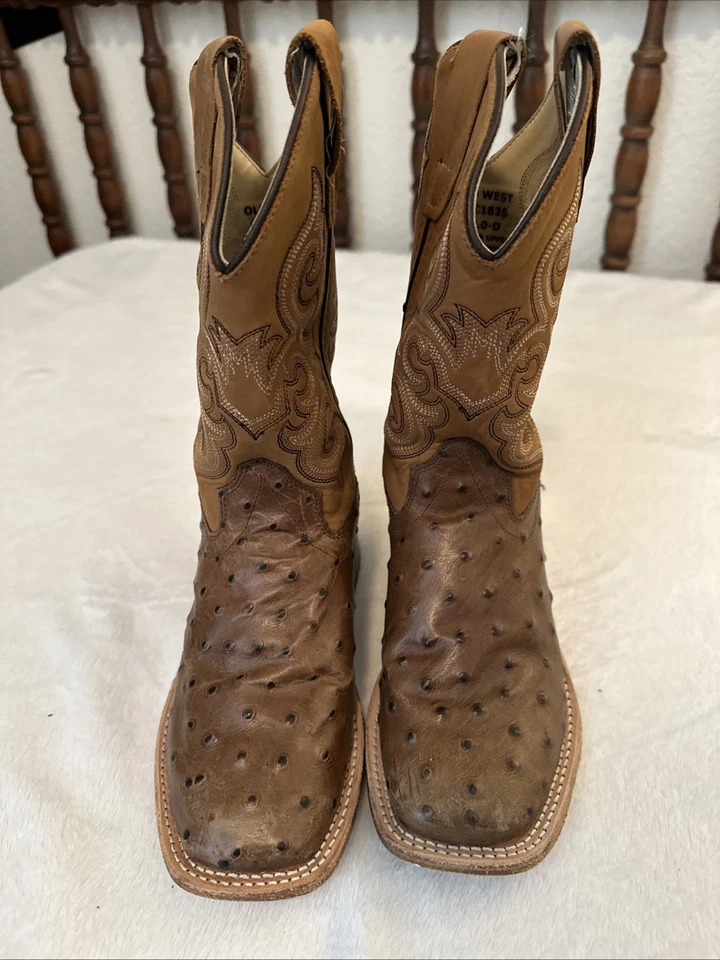 Botas de Vaquero Old West Niños Negras Imitación Cuero con Avestruz Talla 13 Foto 3 de 4