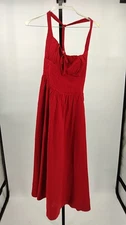 Quince Women 100% European Linen Corset Midi Red Dress OS