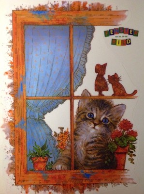 Fensterbild Bendig Din A4 Fensterfolie Katze am Fenster Fensterblick 22